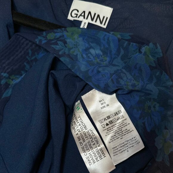 Elegant Ruched Long-Sleeve Dress by Ganni - Picture 6 of 6